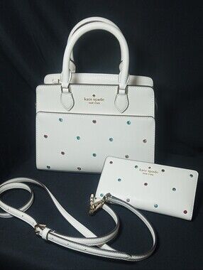 kate spade "Merengue" White Studded Satchel and Wallet Set